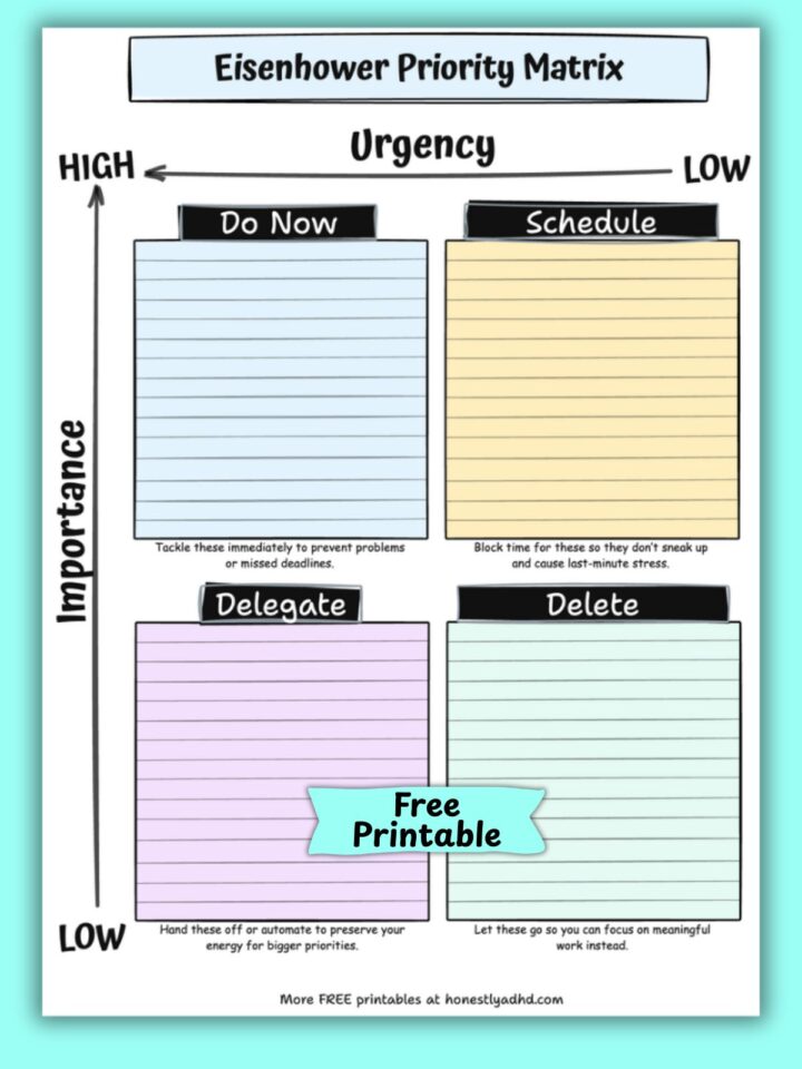 The Best ADHD Priority Matrix + Free Printables - Honestly ADHD