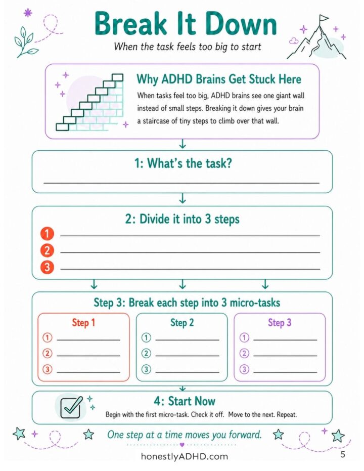 Task Paralysis Pdf Escape ADHD Paralysis with these 5 Tricks (Free Printable) - Honestly ADHD