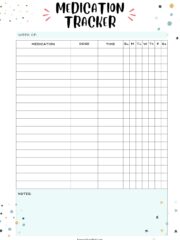 A free printable pdf of an medication tracker for people with ADHD.