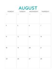 August 2025 free printable