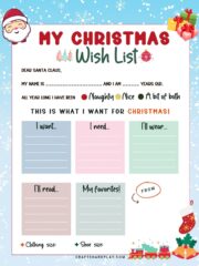 A christmas wish list for kids to fill out what they want for Christmas.