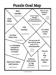 A Goal Map puzzle printable with prewritten daily to do tasks.