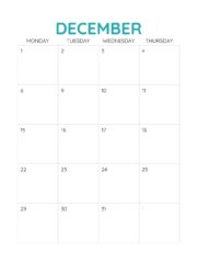 December 2025 free printable