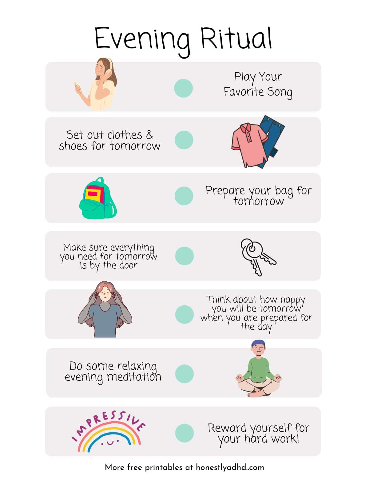 An Evening ritual checklist to make mornings go better.