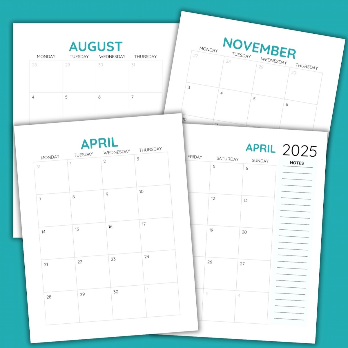 Free printable calendar for adhd adults large print