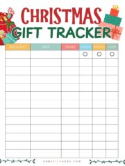 A free printable holiday shopping gift tracker pdf.