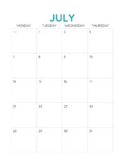 July 2025 free printable