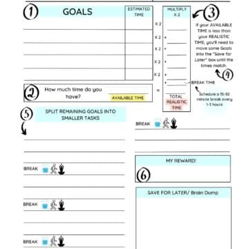 Free Printable ADHD Daily Planner: Achieve Realistic Goals - Honestly ADHD