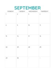 September 2025 free printable