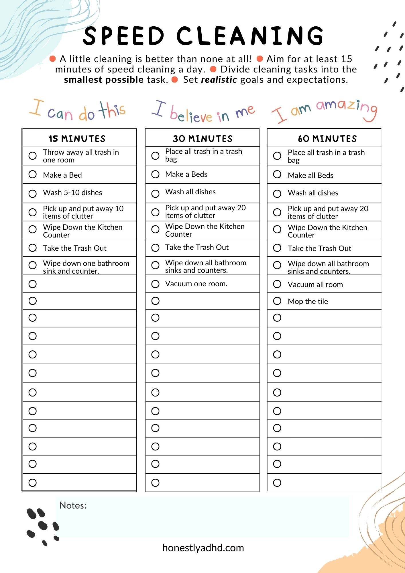 Free ADHD Cleaning Checklist: How to Clean with ADHD - Honestly ADHD