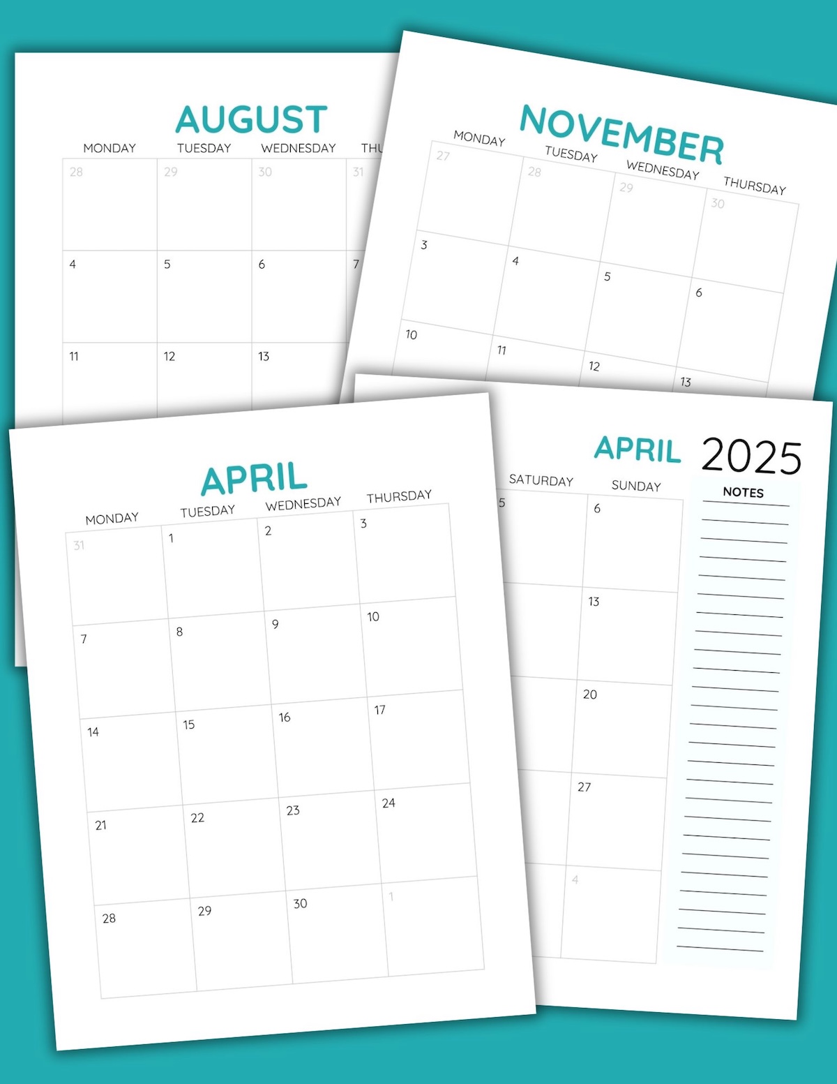 Free printable large print calendar