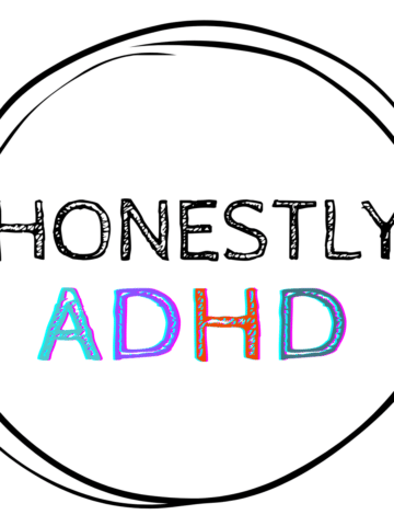 The honestly ADHD square logo with the text "honestly adhd" in a circle.