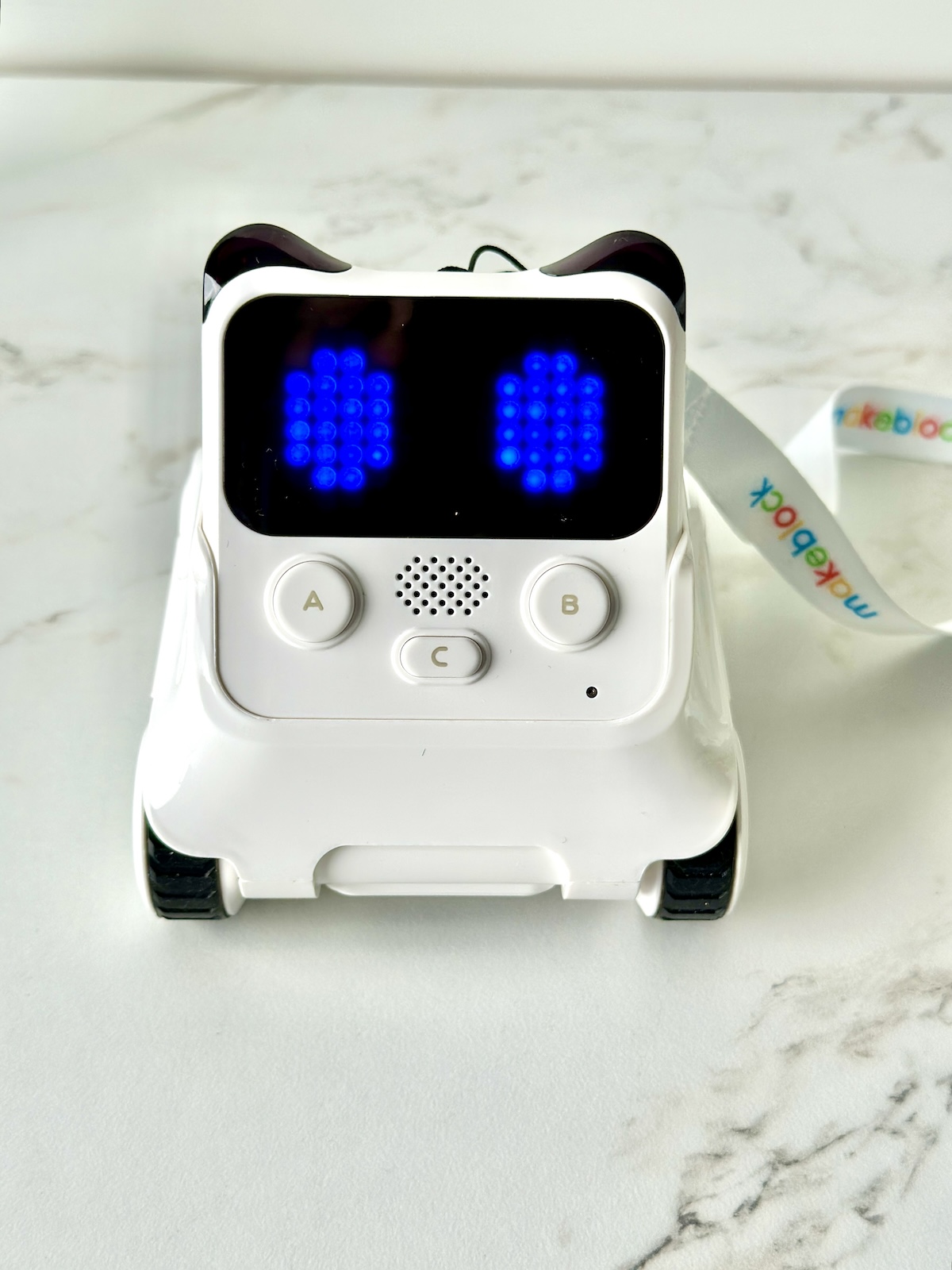 A close up of an educational robot toy for ADHD kids.